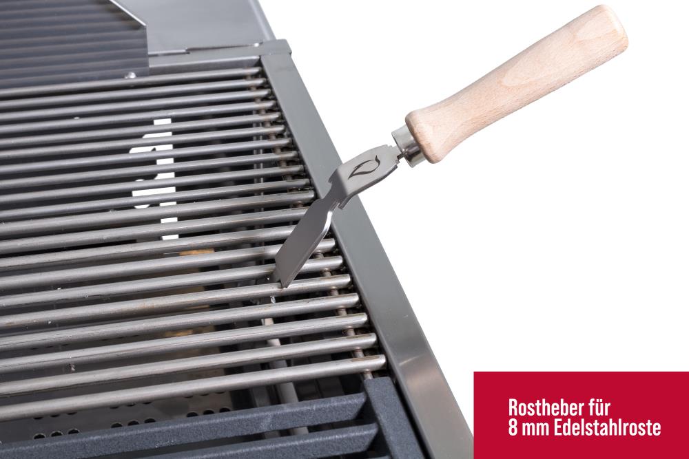 Der Rostheber hebt ebenso 8mm Roste