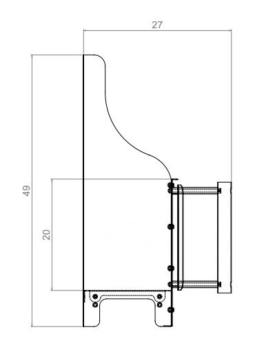 Höhe des Anzündkamins: 49 cm