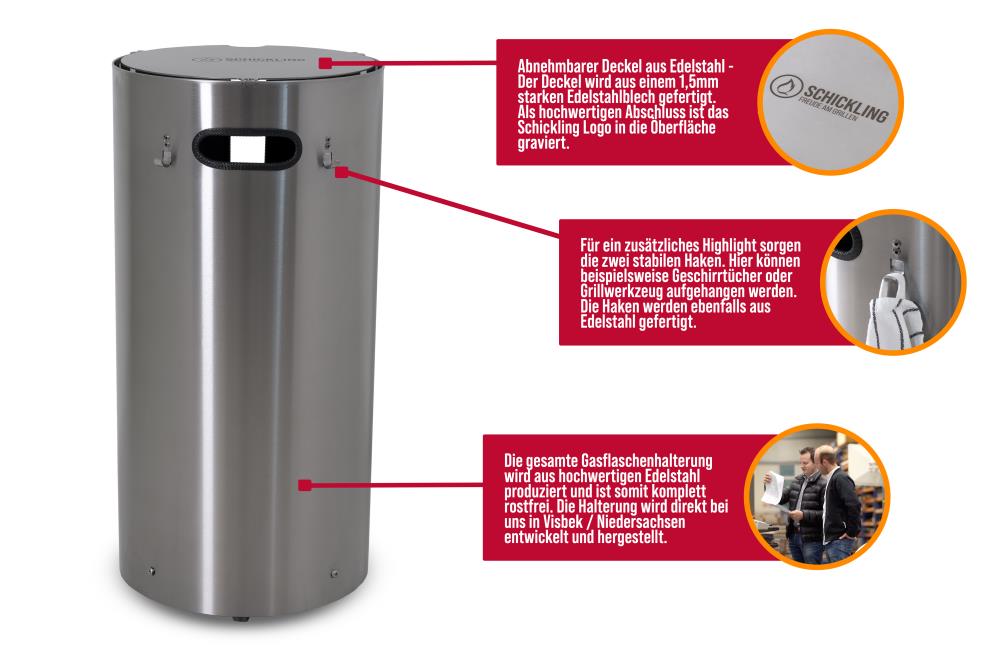 Abnehmbarer Deckel aus Edelstahl