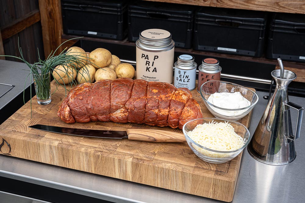 Zutaten für Spießbraten mit Smashed Potatoes
