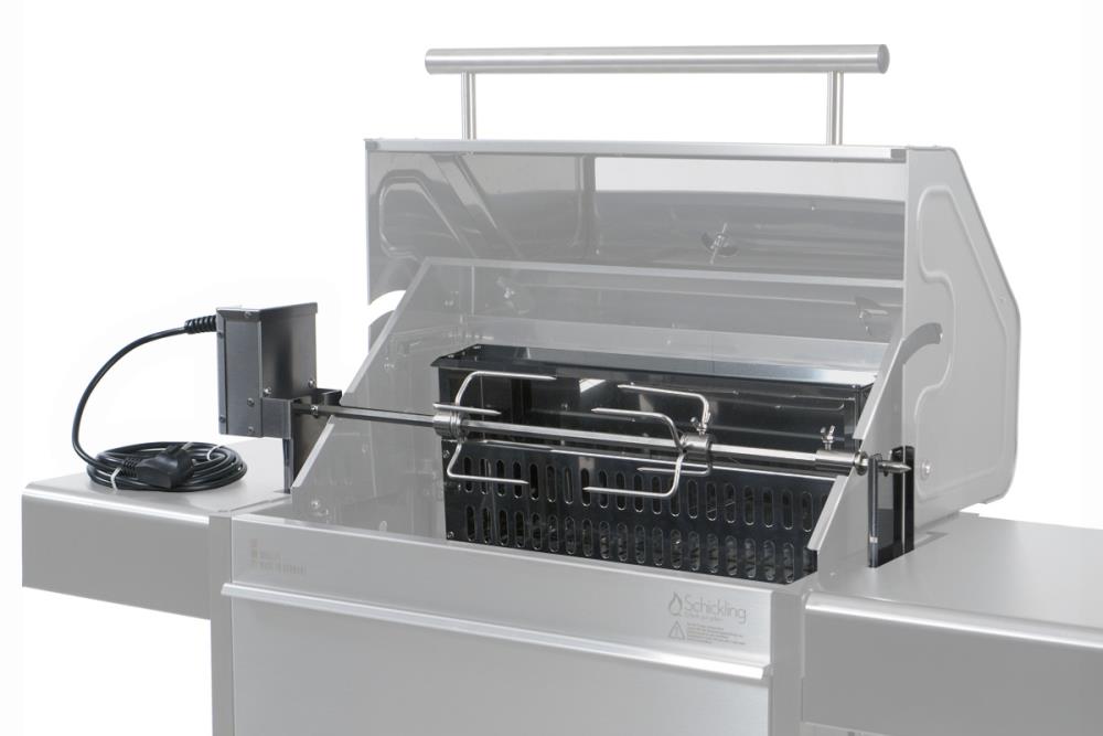 Der Drehspieß für den Holzkohlegrill Willy L