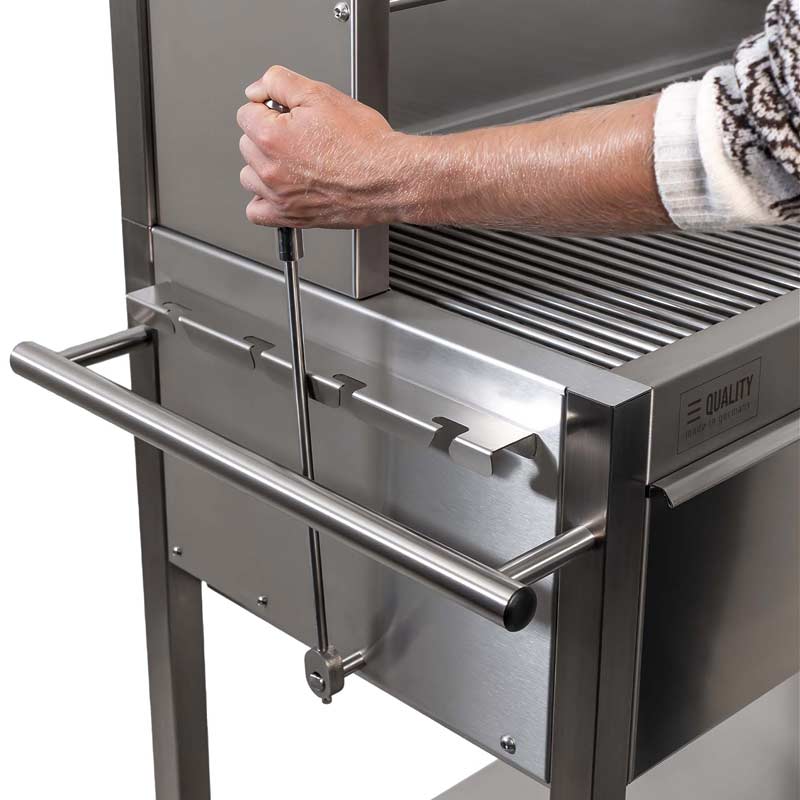 Edelstahlgrill Profistar - Gastro, 4-fache Höhenverstellung zur Steuerung der Temperatur