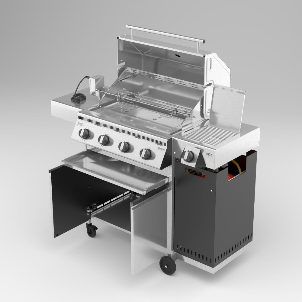 Der Gasgrill Hermann XL - Pro hat viele Funktionen und viel Stauraum