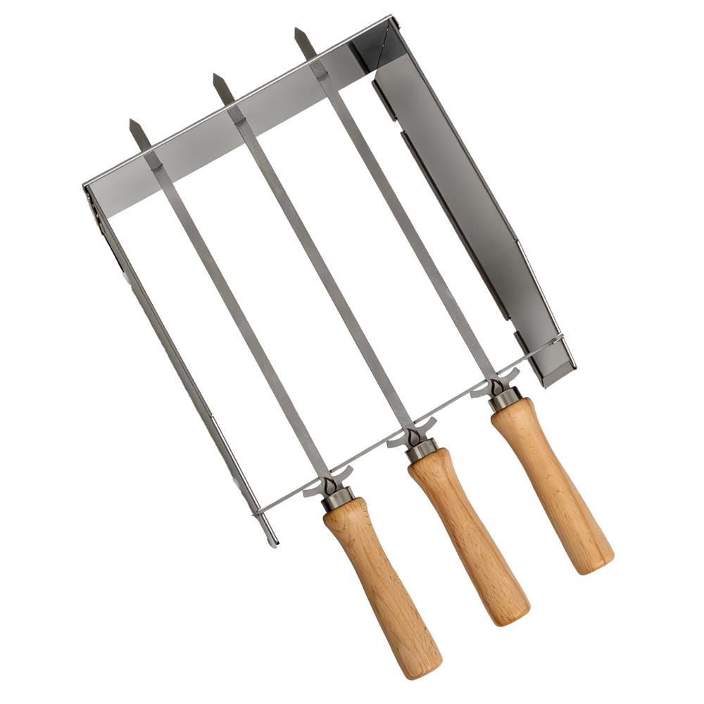 Draufsicht Spritzschutz mit Grillspießen