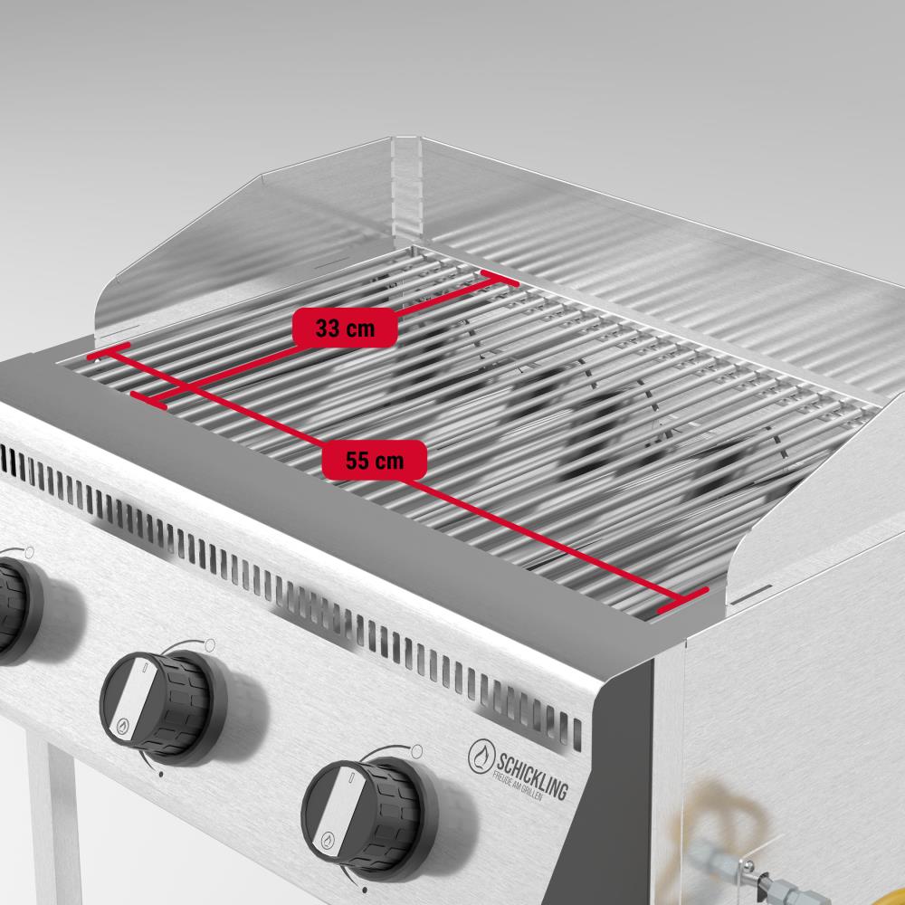 Die Grillfläche des Henry L - Basic misst: 55 x 33 cm