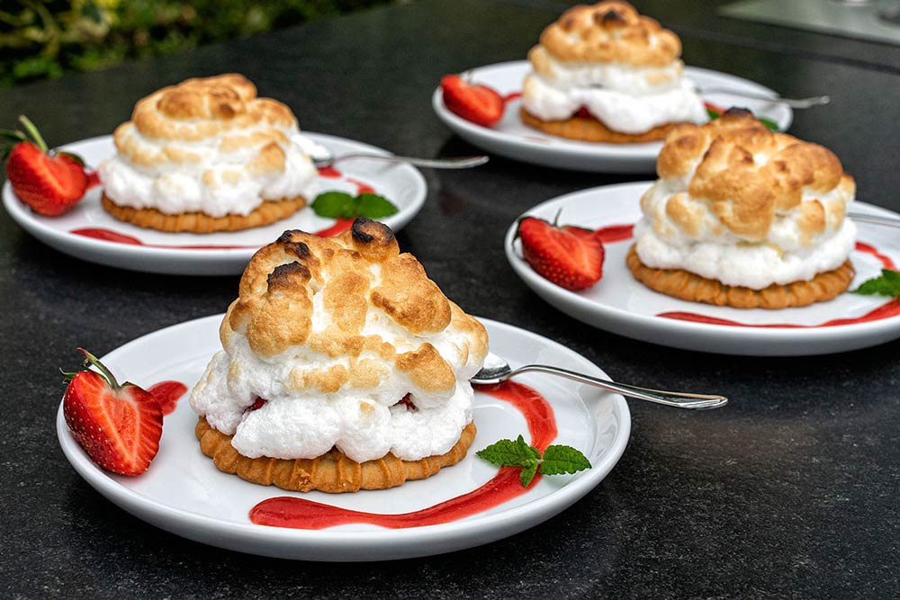 Das Endergebnis: Gegrilltes Eis mit Erdbeeren