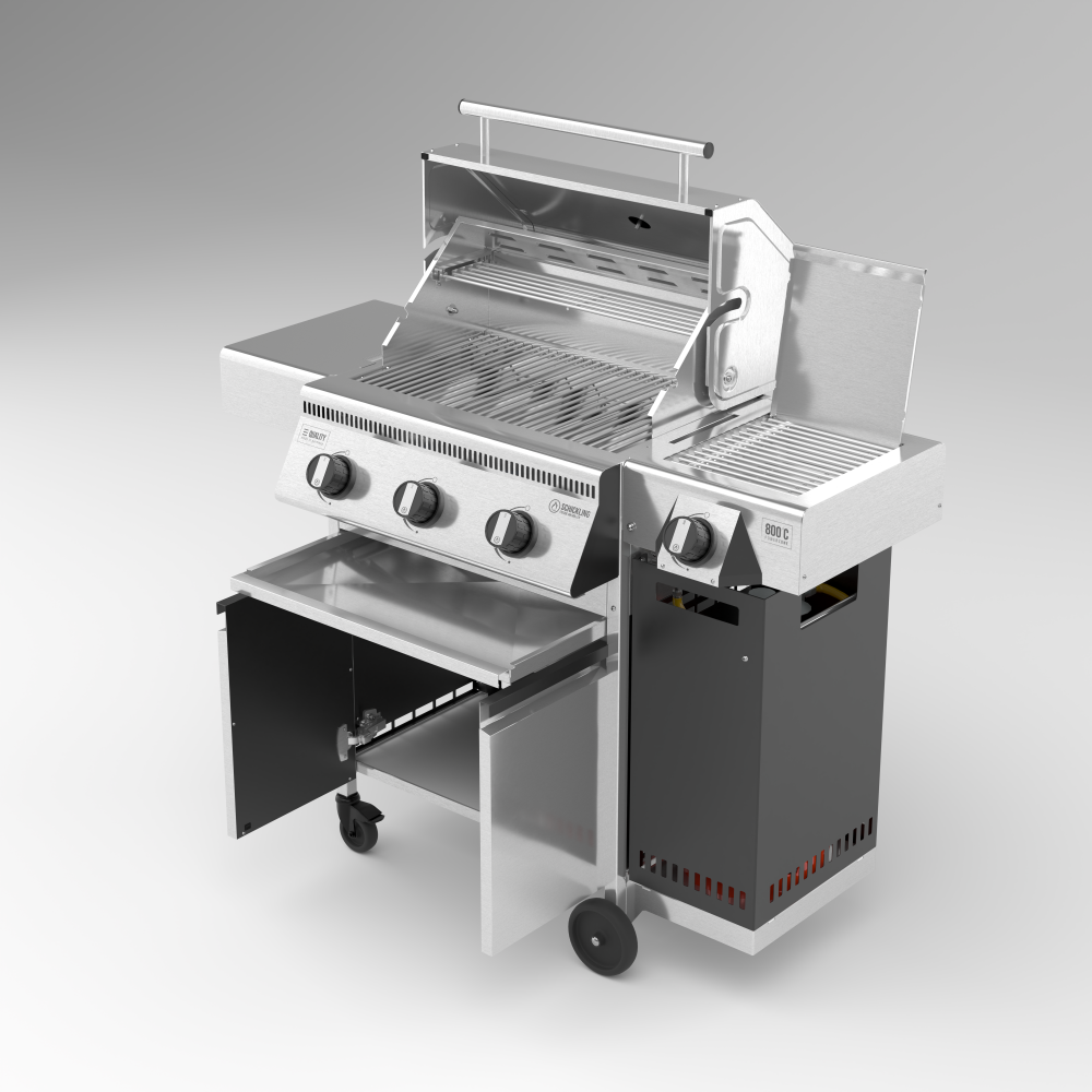 Der Gasgrill Henry L - Deluxe mit vielen Funktionen und viel Stauraum