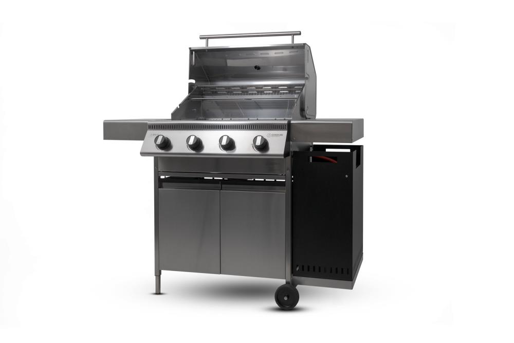 Angebaute Gasflaschenhalterung am Hermann XL  von vorne