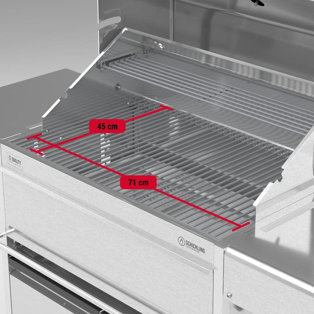 Der Walter XL - Pro hat eine Grillfläche von 71 x 45 cm