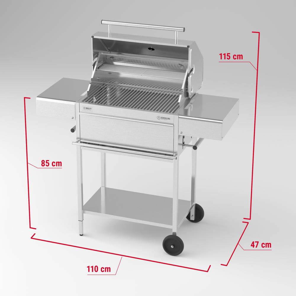 Abmessungen des Holzkohlegrills Willy L - Classic