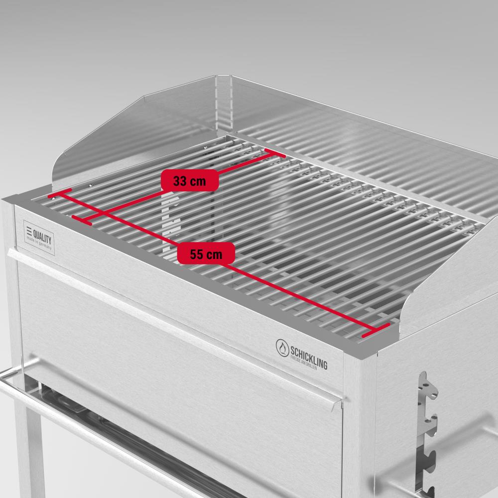 Grillfläche: 55 x 33 cm