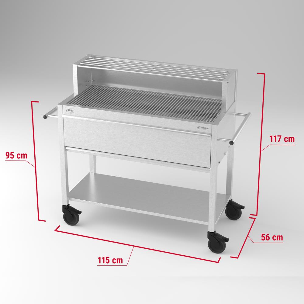 Edelstahlgrill Profistar - Gastro, Arbeitshöhe: 95cm, Höhe: 117 cm, Breite: 115 cm, Tiefe: 56 cm