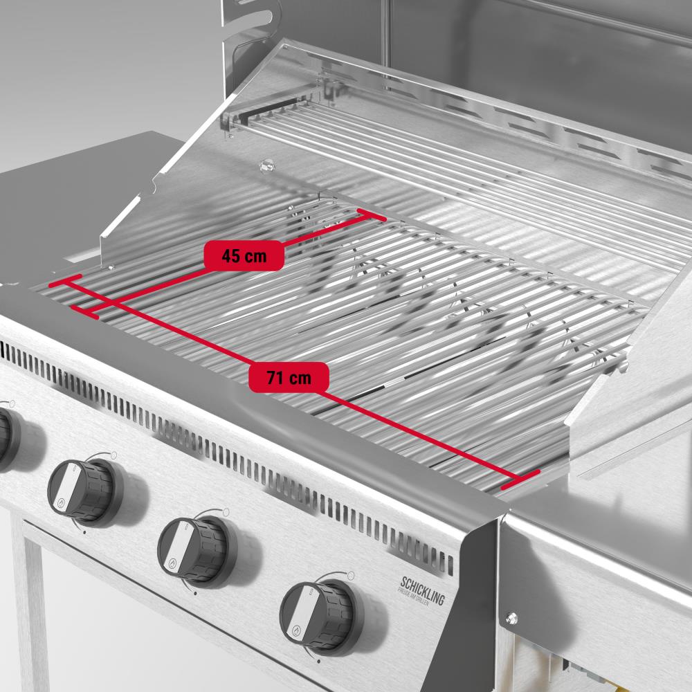 Der Herrmann XL - Classic hat eine Grillfläche von 71 x 45 cm