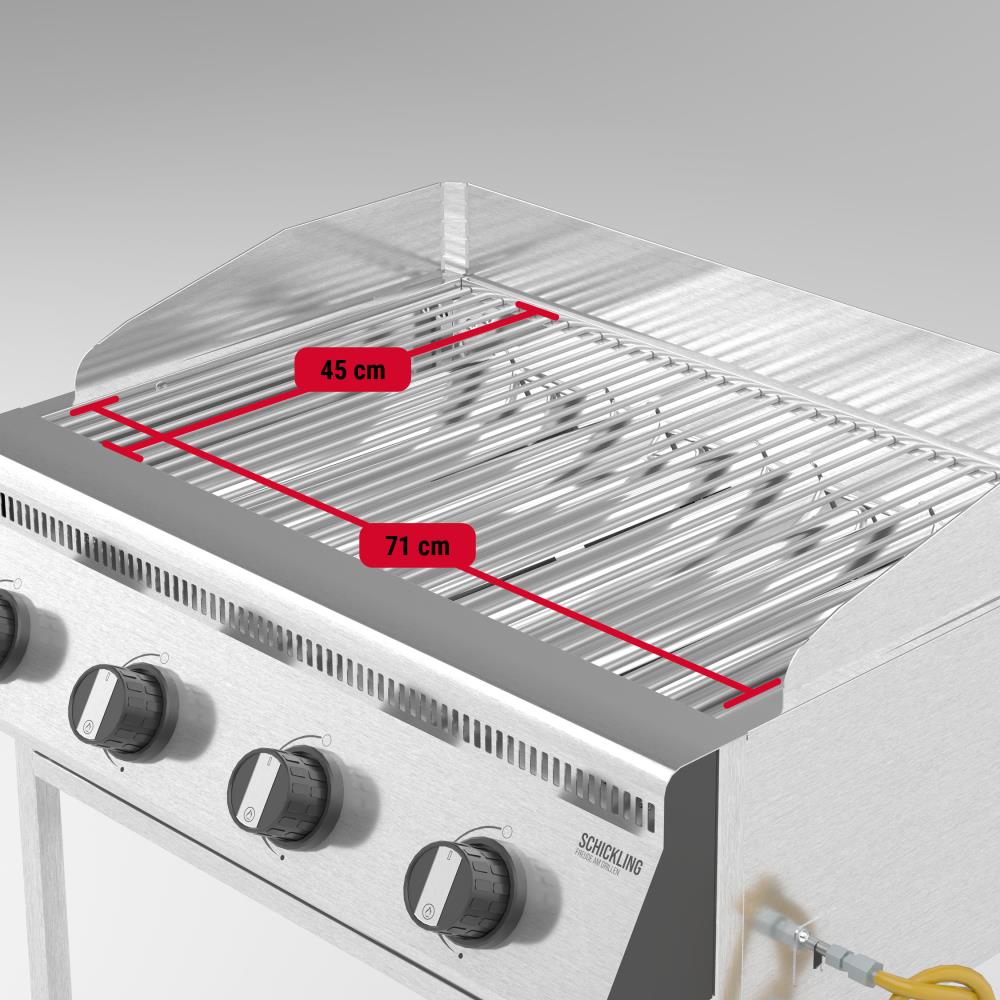 Der Herrmann XL - Basic hat eine Grillfläche von 71 x 45 cm