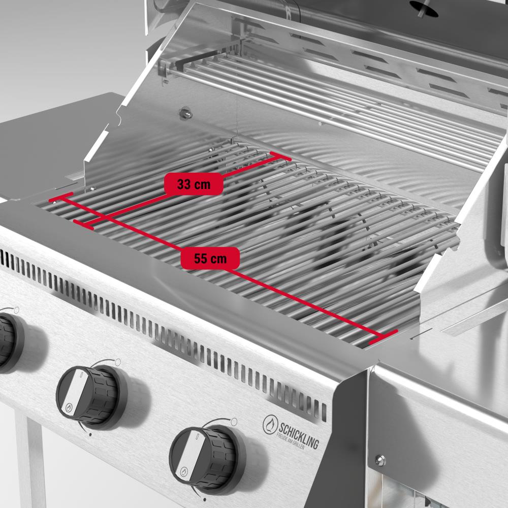 Die Grillfläche des Henry L - Classic ist 55 x 33 cm