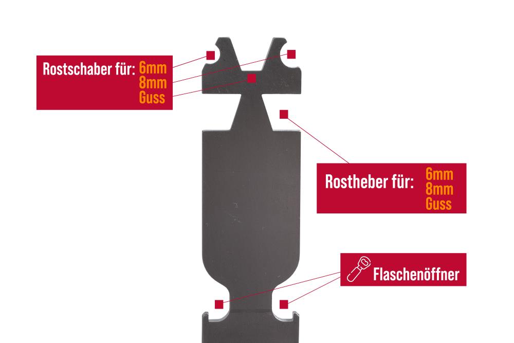 Rostschaber, Rostheber und ein Flaschenöffner in einem