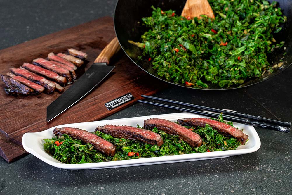 Asia Grünkohl an Australian Wagyu Roastbeef