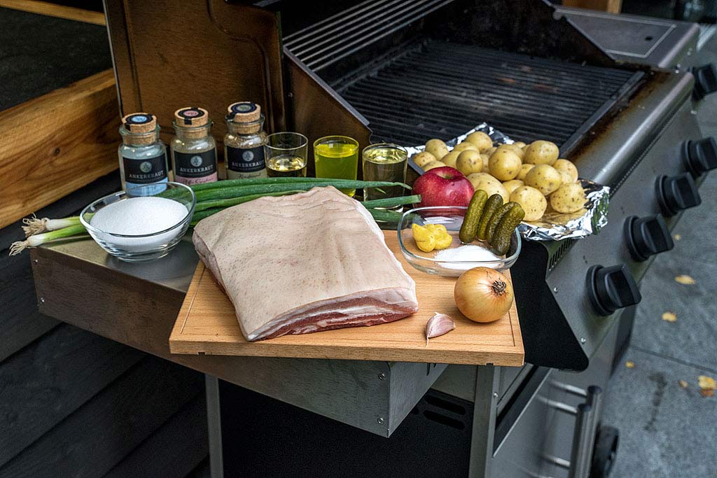 Duroc Schweinebauch-Pralinen & Berliner Kartoffelsalat