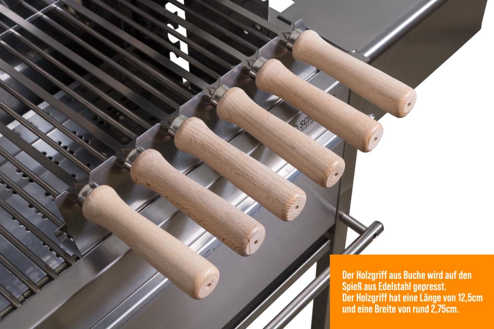 Die Griffe aus Buchenholz ist 12,5 cm lang und 2,75 cm breit