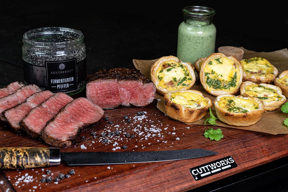 Das Endergebnis: Roastbeef mit Mini Toast Quiche