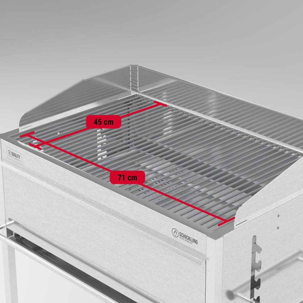 Die Grillfläche des Walter XL - Basic misst 71 x 45 cm