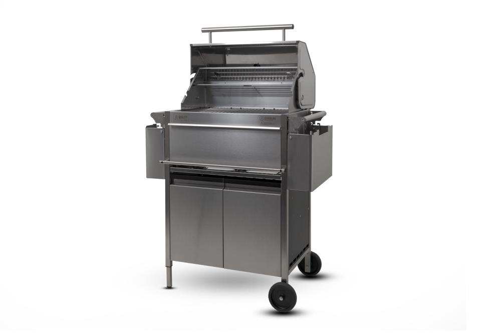 Abgeklappte Ablagetische am Holzkohlegrill Willy L