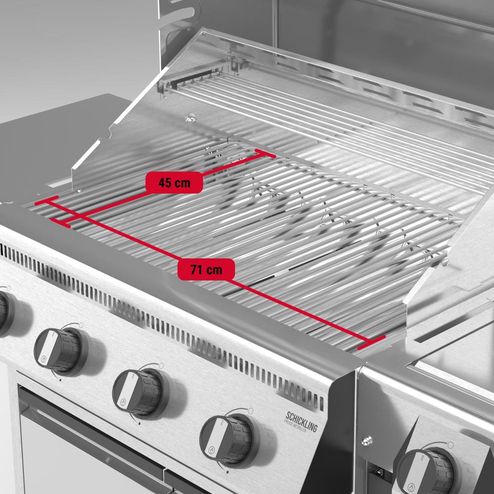 Der Herrmann XL - Pro hat eine Grillfläche von 71 x 45 cm