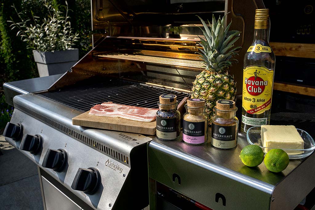 Gegrillte Ananas mit Bacon