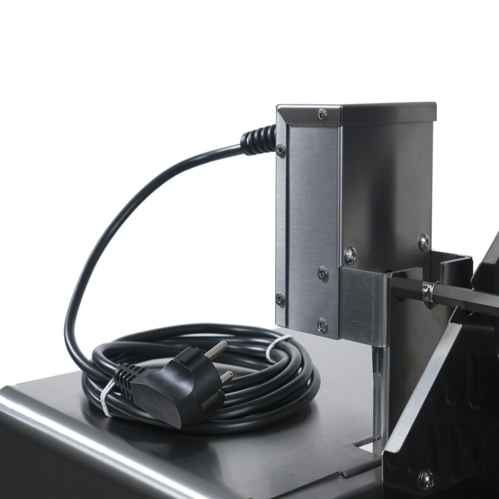 Der Drehspieß-Motor hat 5 Watt und 2 Umdrehungen pro Minute