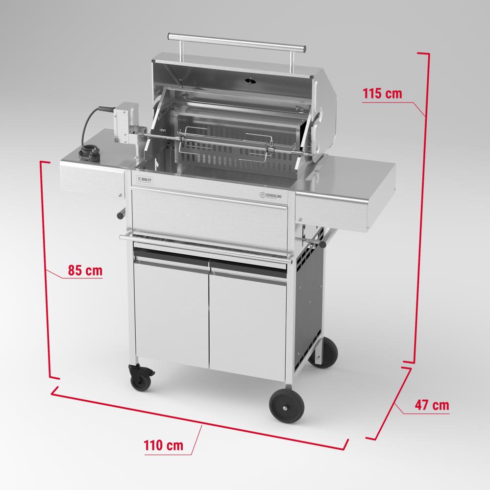 Maße vom Holzkohlegrill Willy L - Pro